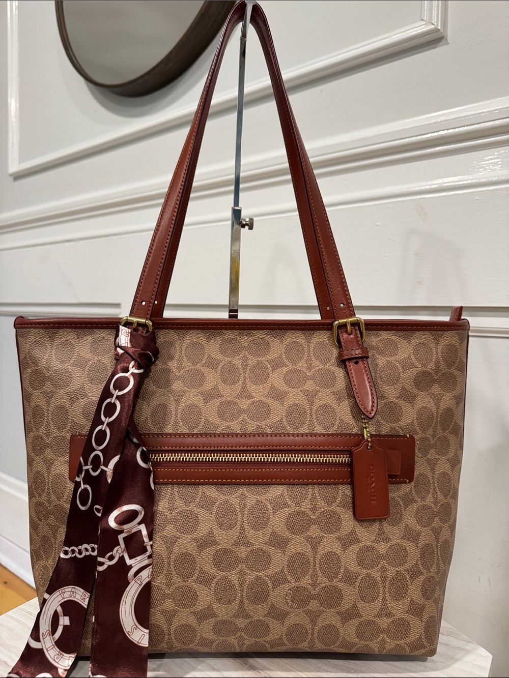 Coach Bag Taylor Brown Signature Coated Canvas Tote with Leather Trim - Picture 4 of 17